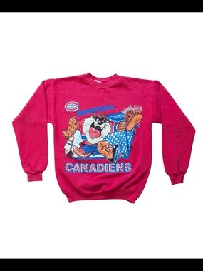 Montreal Canadiens 1991 Pink Graphic Hockey Sweatshirt NHL Vintage Rare